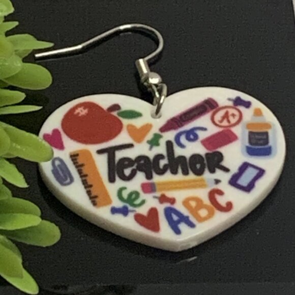 Teacher Earring, Teacher Appreciation, Educator Earring, Gift Idea, School - Picture 1 of 4